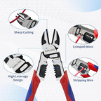 KAIHAOWIN 3-in-1 Wire Cutters with Stripper and Crimper Multifunction Diagonal Cutters Side Cutters Heavy Duty for Electrician and Homes