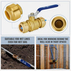Shut Off Ball Valve 1 Inch, SUNGATOR 1 Inch Ball Valve, Push-to-Connect Water Shut off Fittings with Blule Handle, No Lead Brass Push Plumbing Fittings for PEX Pipe, Copper, CPVC, Pack of 1