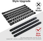FivePears 3PCS 360° Socket Organizer Twist Lock,3/8 1/4 1/2 Socket Storage Rails, Premium Quality Socket Holders for Tool Box ，Tool Carts，Contains up to 40 Clips (Blue, Red and Black)