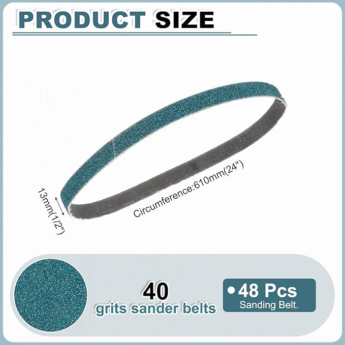 HARFINGTON 1/2 x 24 Inch Sanding Belts, 10 Pcs 40 Grit Zirconia Abrasive Belt Sander File Belt for Woodworking, Metal Polishing, Knife Sharpener