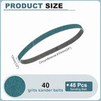 HARFINGTON 1/2 x 24 Inch Sanding Belts, 10 Pcs 40 Grit Zirconia Abrasive Belt Sander File Belt for Woodworking, Metal Polishing, Knife Sharpener