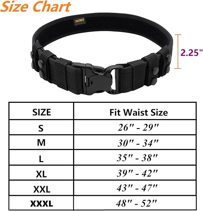 Duty Belt w/ 4 Keepers 2.25" Nylon Stiff Utility Belt Police Correctional Officer Work Patrol Gear Carrier XXXL