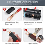 180Pcs AWG2 4 6 8 10 12Gauge Thickened Copper Electric Wire Lugs，Heavy Duty Battery Cable Lug Ends Ring Terminals Connectors，240Pcs 3:1 Heat Shrink Tubing Assortment Kit (420Pcs)