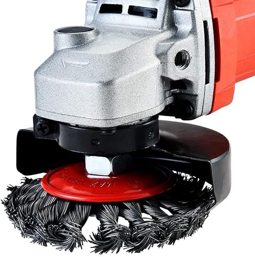 4 Pack 4 Inch Twist Knotted Wire Wheel Brush for Angle Grinder with 5/8 Inch-11 Threaded Arbor, for Heavy-Duty Conditioning for Various Metals