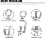C Clamp – 304 Stainless Steel Beam Clamps with M10 Screw Ring | Adjustable, Rust-Resistant I Beam Clamps for Ring Beams, Welding, Woodworking, Plants & Desk Use. Wide Jaw Openings (55MM)2-Pack