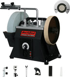 BUCKTOOL 10-Inch Variable Speed Wet Sharpening System, 1.2-Amp Two-Direction Water Cooled Wet Stone Grinder 90-160RPM, Wet Bench Grinder for Knife, Chisel, Knife, Axe, SCM8103