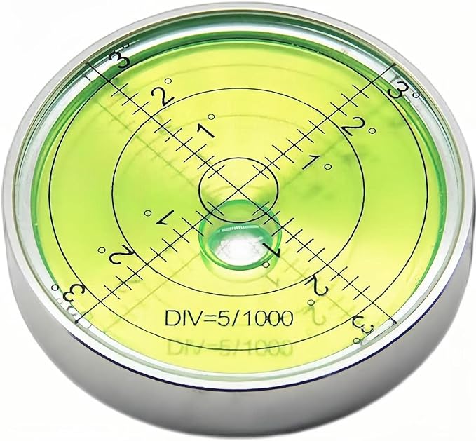 Circular Bubble Levels 2.4 Inch 60mm Accuracy 15'/2 Round High Precision Aluminium Bullseye RV leveling Bubble Levels For Motorhome, Camping, Trailer, Construction, CNC machine(Circular-6012silver)
