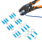 Wirefy 130 PCS Heat Shrink Ring Terminals 1/4" - a Resistant Ring Connectors - Eyelet Wire Connectors - Blue 16-14 AWG