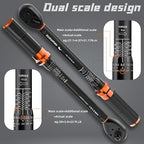 SUZUME 3PCS Torque Wrench Set 72 Teeth Dual-Direction Adjustable Torque Wrench Dual-Scales 1/4 & 3/8 & 1/2-Inch ±3% Accuracy Click Torque Wrenches for Bicycle, Motorcycle, Car,Maintenance