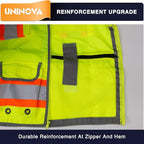 UNINOVA Surveyor Safety Vest Reflective for Men,Class 2 Heavy Duty Safety Vests Reflective with Pockets and Zipper