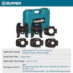 4PCS Copper Press Rings 1/2" to 1-1/4", 2Pcs R8 Rotating Adaptors R8-24 and R8-3240 Suit for Narrow,Angled Installation Areas Compatible with Press Tools(24kN and 32kN)