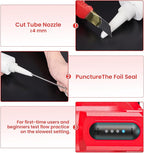 Electric Caulking Gun, Cordless Caulking Gun with 2x 2000mAh Batteries, 9Pcs Silicone Caulking Tools, 4 Adjustable Speeds, LED Light, 10OZ Battery Silicone Gun for Filling, Sealing (Red)