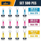 500PCS Heat Shrink Ring Terminal Kit – Wire Terminal Connectors Assortment for 22-10 AWG, Waterproof Electrical Connectors Set – Tinned Copper Electrical Ring Terminals