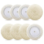 8 Pcs 3 Inch Polishing Pad Buffing Pad Wool Polishing Pad Hook Loop Buffing Pad for Drill Curved Edge Compound Cutting Pad Drill Polisher Attachment Wheel Polish Pad Car Body Repair Buffing