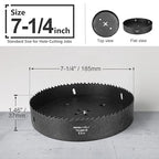 7-1/4 Inch Hole Saw with 1/2" Hex Shank Quick Change Arbor, JTemgle Bi-Metal Hole Saw Heavy Duty Hole Cutting Tool for Cornhole Boards, Recessed Lights, Wood, Plastic, Drywall & Soft Metal