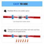 Nilight - 50025R 50pcs Solder Seal Wire Connector, Solder Seal Heat Shrink Butt Connectors,Electrical Waterproof Insulated Marine Automotive Copper(23Red 12Blue 10White 5Yellow),2 Years Warranty
