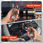 PowerBear Digital Clamp Meter Multimeter 6000 Counts for AC/DC Current & Voltage, Auto-ranging Amp Tester, Measures Resistance, Capacitance, Continuity, TRMS, Temperature, NCV Detection