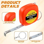 80 Pack Mini Tape Measure Keychains, 3ft/ 1m Functional Small Retractable Measuring Tape Portable Easy Read Pocket Measurement Tape for Birthday Party Favors Engineer Crafter Daily Use(Orange)