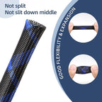 Expandable Braided Sleeving, PET Automotive Wire Loom, Flexible Cable Management for Audio Video and Other Home Device, Cord Protector from Pets (Black Blue, 13/16" x 25ft)