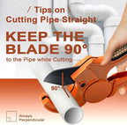 Kerry PVC Pipe Cutter with SK5 Blade, Outer Diameter Up to 2-1/2" Ratcheting Heavy-Duty PEX POLY PE PPR Plastic Hoses and Plumbing Tube Cutting Tool, Thicken Aluminum Body Efficient Extended Handle