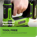 Greenworks 24V 3/8" 18 GA Crown Stapler, Cordless Narrow Nail Stapler, Tool only