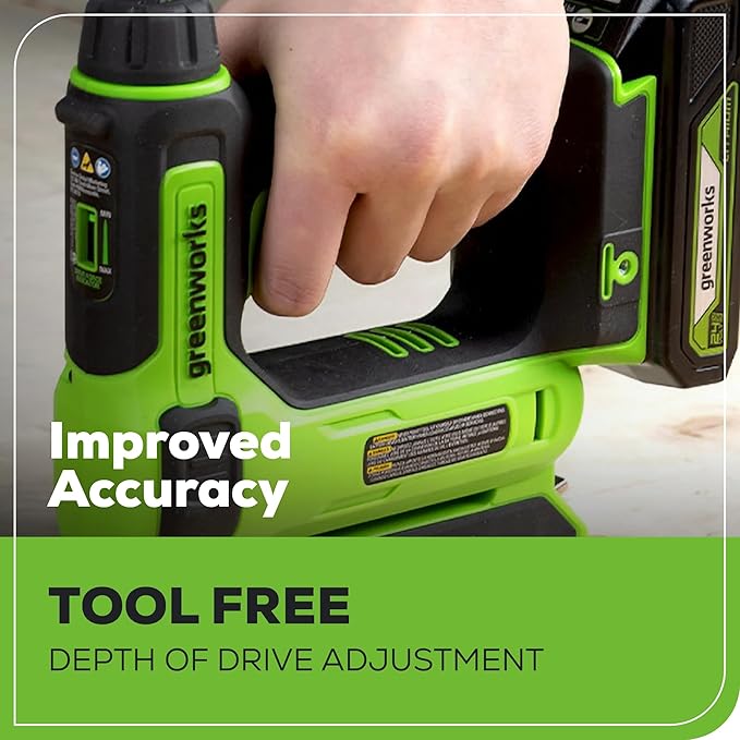 Greenworks 24V Cordless 3/8 in Crown T50 Stapler with 2Ah Battery and 2A Charger