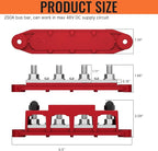 Joinfworld Bus Bar 12V 250A Power Distribution Block 4 x 3/8" Studs Marine Bus Bar 12 Volt Battery Busbar Terminal Block for Automotive, Car, Boat, Solar Wiring - Negative&Positive