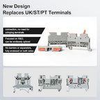 50Pcs KV2.5 Terminal Blocks, 28-12 AWG Compact Wire Conductor Wiring Connectors, DIN Rail Mounted Terminal Blocks, CE