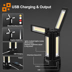 13200mAh Rechargeable Solar Work Light with Folding Stand and Carrying Bag, AODOO 8000 Lumen Stepless Dimmable, White/Warm/Nature White/RED(SOS) with Detachable Tripod (Black) (Black(no Tripod))