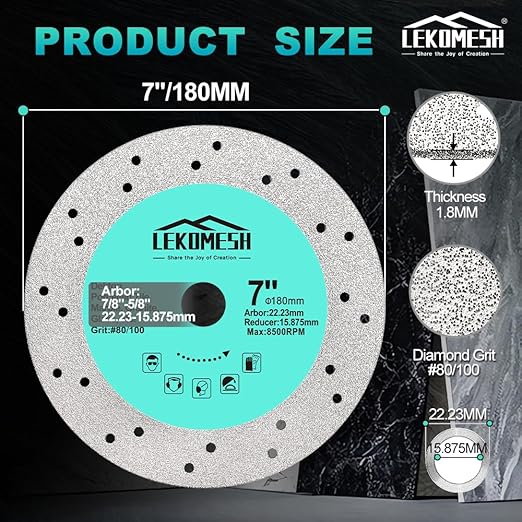 Rock Slab Grinding Disc - 7 inch Glass Cutter Disc(8pcs), Granite Cutting Blade, Diamond Grinder Wheel for Rock Slab, Stone, Tile, Marble, Granite, Glass Diamond Saw Blades