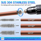 Boltigen 8mm Hex Shank Copper Pipe Cleaner Set, 1/2'',3/4'',1'' Copper Tube Cleaning for Drill with Replaceable Cleaner Brush Blades and Pipe Brushes