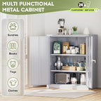 SUNCROWN Metal Storage Cabinets, 36”Locking Cabinet with Doors and Adjustable Shelves, Steel Utility Tool Garage Cabinets for Home, Office, Kitchen,Warehouse, Grey