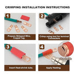 Thick Copper Electric Wire Lugs,20Pcs Bare Copper Gauge 8Awg-1/4(M6) Ring Heavy Duty Battery Cable Lugs Ends Ring Terminals Connectors with 20Pcs 3:1 Heat Shrink Tubing Assortment Kit