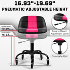 Rolling Stool with Wheels, Garage Shop Stool with Backrest, Roller Seat with Pneumatic Adjustable Height 16.93"-19.69", Heavy Duty Multi-Purpose Chair for Shop Salon Office Home, Pink
