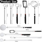 5 Pcs Telescoping Inspection Mirror Set Round Stainless Steel Mirror 360 Rotation Adjustable Inspection Tool with Long Handle for Check The Vehicle, Observe The Eyelashes, Mouth(Popular Style)