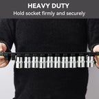 ALOANES 18 PC ABS Socket Organizer,1/2 inch, 3/8 inch, and 1/4 inch Drive Socket Rail Holders, Heavy Duty Socket Racks, Black Rails with Black Clips