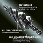 M35 Cobalt Step Drill Bit Set, TiAlN Coated Unibit Metal Hole Cutter 1/8"-7/8"(3pcs), High Speed Steel with 4 Spiral Flutes, Hex Shank for Stainless Steel, Wood, Plastic