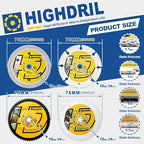 HIGHDRIL 3" 75mm Circular Saw Blade Set 4pcs - Diamond/HSS/Carbide Cutting Disc for Angle Grinder Cutting Porcelain Tile Ceramic Marble Granite Wood Plastic Metal