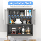 Metal Cabinet Wall Mounted, Garage Wall Storage Cabinets with 2 Door & Adjustable Shelves, Metal Wall Storage Cabinet for Bathroom, Office, Warehouse
