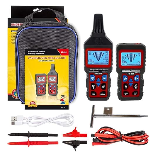 NOYAFA NF-826 Underground Cable Locator Wire Tracker, for Dog Fence Cables Irrigation, Wall and Underground Pipeline Wire Detector, Advanced Circuit Breaker Finder for Wall and Underground Cables