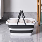 2.1 Gal(8 L) Small Collapsible Mop Bucket with Handle – Durable Plastic Square Silicone Cleaning Bucket for Mopping, Car & Window Washing – Space-Saving Storage Organizer – Pair of Silicone Gloves