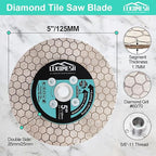 5 Inch/125MM Diamond Cutting Disc - Tile Saw Blade Cutting Wheel Double-Sided Diamond Discs for Cutting Grinding Porcelain Ceramic Tile Marble Granite,5/8"-11 Thread