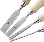 4 Piece Bevel Edge Wood Chisel Set 1/4 inch(6mm), 1/2 inch(12mm), 3/4 inch(20mm), 1 Inch(26mm) with Hornbeam Handles and Stainless Steel Ferrules