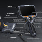 Teslong Dual Lens 360 Articulating Borescope with 6” Monitor, Inspection Camera with 4-Way Joystick Articulation, HD Steerable Endoscope with Light, See in Wall Engine Hole Camera(0.24inch-5FT)