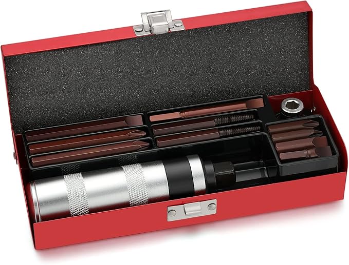 1/2" Hand Manual Reversible Impact Driver Set Extractor-12 PCS Impact Screwdriver S2 Steel Much More Durable Disengage Rusted Fasteners or Frozen Bolts Manual Impact Driver, PRO