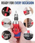 WORKPRO 12-in-1 Stubby Ratcheting Multi-bit Screwdriver, Short Screw Drivers with Magnetic, Quick-load Mechanism, Premium S2 Steel, Small Screwdriver with Double End Bits in Handle