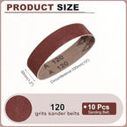 HARFINGTON 1.2 x 13 Inch Sanding Belts, 10 Pcs 120 Grits Aluminum Oxide Abrasive Belt Sander File Belt for Woodworking, Metal Polishing, Knife Sharpener