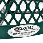 Global Industrial Outdoor Diamond Steel Trash Can with Rain Bonnet Lid and Plastic Liner, 36 Gallon Capacity, Green, Thermoplastic Coating, 23-1/2" Diameter, 40-1/2"H