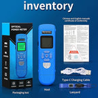 Rechargeable Optical Power Meter L-C50-15km mini Fiber Cable Tester Suitable for SC/FC/ST/LC Interface 4-in-1 Function Built-in 15km Visual Fault Locator RJ45 Network Testing with 1 FC-LC Adapter