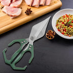 Multi-Purpose Kitchen Scissors,stainless steel scissors,Poultry Shears,Sharpeners Bottle Openers Zester and More Stainless Steel,for opening cans and heavy duty poultry cutting (Green)